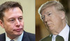 This file combination photo shows Elon Musk (L) listening to US President Donald Trump at the White House in Washington. (AFP)
