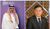 Saudi Arabia’s Foreign Minister Prince Faisal bin Farhan  and Chinese Foreign Minister Qin Gang. (File/AFP)