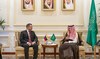 Saudi Arabia’s Foreign Minister Prince Faisal bin Farhan receives his Venezuelan counterpart Yvan Eduardo Gil Pinto in Jeddah.