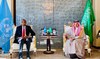 Saudi Foreign Minister Prince Faisal bin Farhan meets with Somalia’s Prime Minister Hamza Abdi Barre on Thursday in New York.