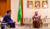 Prince Faisal bin Farhan holds talks with Olivier Cadic in Riyadh. (Supplied)