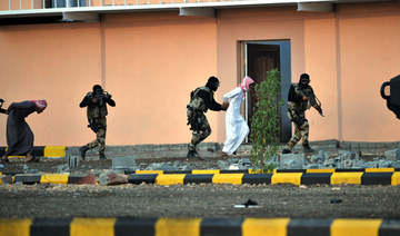 Saudi special forces members of an anti-terror unit take part in a display in Dorma region in Riyadh. (AFP/File)