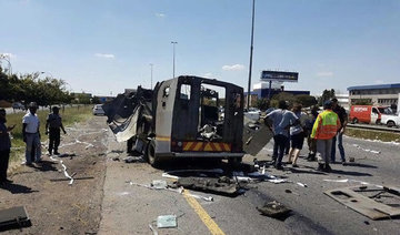 Robbers blow up armored vehicle to steal cash cargo in South Africa