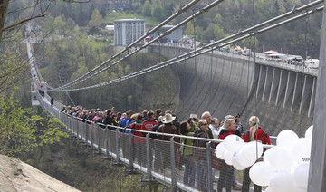German footbridge offers dizzying walk over river valley