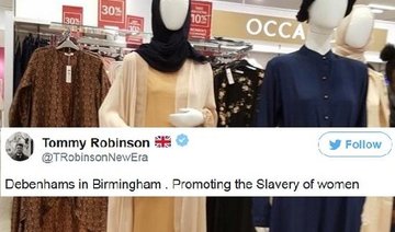 Far-right activist mocked over snap of hijab-wearing mannequins in UK store
