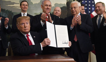 President Donald Trump officially recognizes Israeli sovereignty of Golan Heights