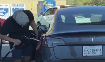 Man goes viral for trying to fill electric Tesla car with petrol