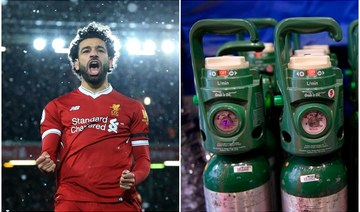 Liverpool striker Mohammed Salah has been praised after last week donating oxygen cylinders to help coronavirus patients in his hometown Nagrig. (AFP/File Photos)