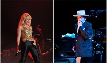 Shakira (L) signed the rights of her music titles to Hipgnosis Songs Fund and in recent months Bob Dylan sold the rights to 600 of his songs to Universal Music Publishing Group (UMG) in a deal believed to be worth more than $300 million. (Shutterstock/File Photos)