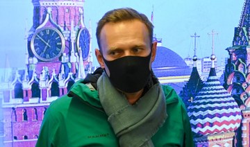 Russian opposition leader Alexei Navalny is seen at Moscow's Sheremetyevo airport upon the arrival from Berlin on January 17, 2021. (AFP)
