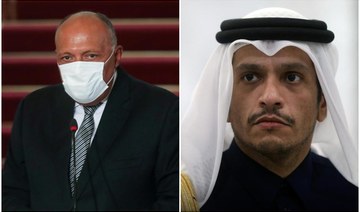 Egyptian Foreign Minister Sameh Shoukry (L) and Qatari foreign minister Sheikh Mohammed bin Abdulrahman Al-Thani (R). (Reuters/File Photos)