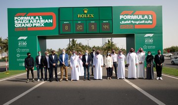 Saudi Arabia’s Minister of Sports Prince Abdul Aziz bin Turki Al-Faisal and Formula 1 CEO Stefano Domenicali held talks in Jeddah on Wednesday, March 17, 2021. (SPA)