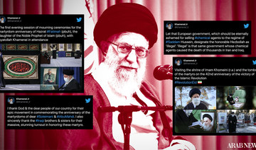 Iran’s Supreme Leader Ayatollah Ali Khamenei is notorious for using his Twitter accounts to incite hate, violence and disinformation. Yet his many accounts in multiple languages still exist on the platform. (AN Design)