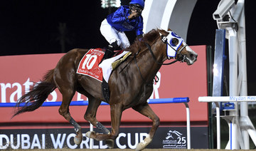 Mystic Guide with jockey Luis Saez wins $12 million Group 1 Dubai World Cup over 2000m (10 furlongs) in UAE. (AP)