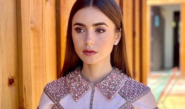 Lily Collins wearing Georges Hobeika for the 27th SAG Awards. Instagram -- 