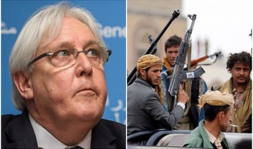 The Houthis refused to meet with UN Special Envoy Martin Griffiths (R) in Muscat. (AFP/File Photos)