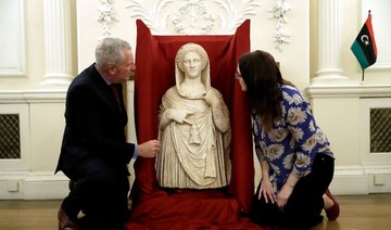 The 2,200-year-old figure was seized at London’s Heathrow Airport in 2013 under suspicion that it was illicitly imported, before being returned this week. (AP)