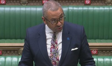 James Cleverly, speaking in the UK parliament, condemned the firing of rockets into Israel by Hamas, saying action on both sides had to be “proportionate.” (Screenshot)