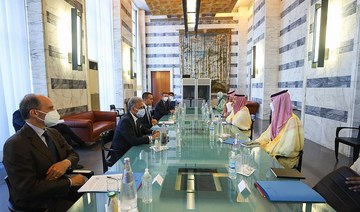 Saudi Arabian Foreign Minister Prince Faisal bin Farhan meets his Italian counterpart Luigi Di Maio in Rome. (SPA)