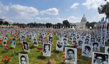 Hundreds of Iranian Americans whose relatives were put to death by incoming Iranian President Ebrahim Raisi have rallied in DC to call on the US and its allies to hold him accountable. (Supplied: OIAC)