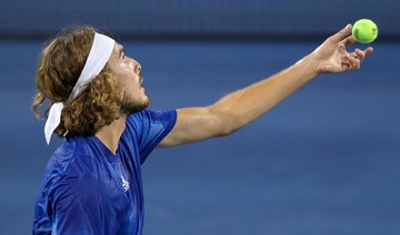 Greece’s Stefanos Tsitsipas serves during his match against Sebastian Korda during Western & Southern Open in Ohio. Greek government on Thursday criticized Tsitsipas for insisting he would only get a Covid-19 vaccination if made mandatory. (AFP)