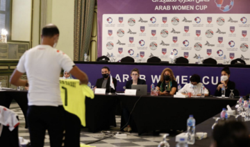 Team coaches speak to the press in Cairo ahead of the start of the Arab Women's Cup 2021. (Arriyadiyah)