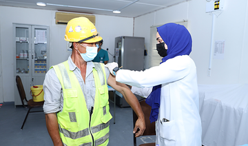 Employees at the Jubail 3 project site get vaccinated against COVID-19. The vaccine drive was organized by the Ministry of Health.