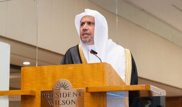 MWL Secretary-General Dr. Mohammed bin Abdulkarim Al-Issa speaks at the Geneva conference on Saturday. (SPA)