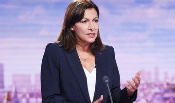 Paris mayor Anne Hidalgo speaks as she takes part in the news broadcast of France 2 TV channel in Paris, after she announced her candidacy for the 2022 French presidential election, on September 12 2021. (AFP)