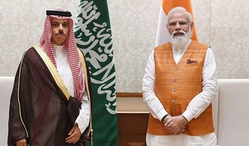 India’s Prime Minister Narendra Modi receives Saudi Foreign Minister Prince Faisal bin Farhan in New Delhi. (SPA)