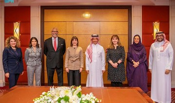 Saudi Minister of Tourism Ahmed Al-Khateeb and President and CEO of the World Travel and Tourism Council Julia Simpson. (SPA)