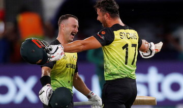 Australia's Matthew Wade and Australia's Marcus Stoinis celebrate after the match. (Reuters)