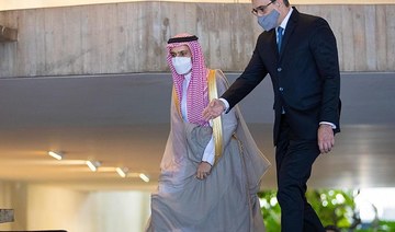 Saudi Arabia’s Foreign Minister Prince Faisal bin Farhan meets his Brazilian counterpart Carlos Alberto Franca. (SPA)