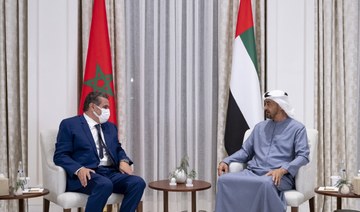Abu Dhabi Crown Prince Sheikh Mohammed bin Zayed (R) meets with Moroccan Prime Minister Aziz Akhannouch. (WAM)
