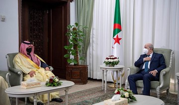 Algeria’s President Abdelmajid Tebboune receives Saudi Arabian Minister of Interior Prince Abdulaziz bin Saud bin Naif. (SPA)