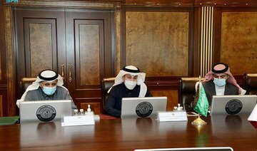 Saudi Arabia’s Minister of Transport and Logistics Services Saleh Al-Jasser meets his Qatari counterpart Jassim Al-Sulaiti in Doha. (SPA) 