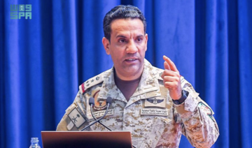 Coalition spokesman Brigadier General Turki Al-Maliki showed evidence of Houthi violations during a press conference on Saturday. (SPA)