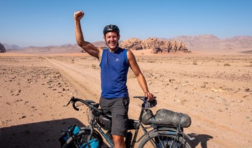 Luca Holzhauser from Germany on a bicycle touring trip traveling for half a year in the Middle East. (Supplied)