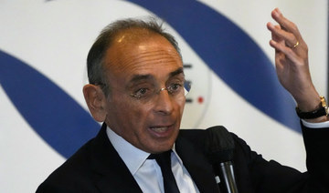Far-right presidential candidate Eric Zemmour at the Foreign Press Association headquarters, in Paris on Jan. 17, 2022. Zemmour was convicted of inciting racial hatred over 2020 comments he made about unaccompanied migrant children. (AP)