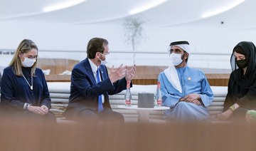 UAE Vice President, Prime Minister and Ruler of Dubai Sheikh Mohammed bin Rashid meets Israeli President Isaac Herzog. (WAM)