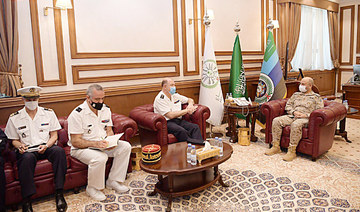 Gen. Fayyadh bin Hamed Al-Ruwaili meets with Thierry Carlier in Riyadh. (SPA)