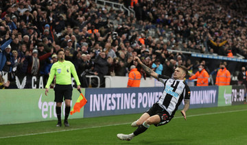Newcastle United's Kieran Trippier celebrates scoring their third goal. (Action Images via Reuters)