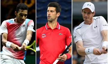 Felix Auger-Aliassime (L), World No. 1 Novak Djokovic (C) and Andy Murray (R) will all be out to claim the crown in Dubai. (Reuters/File Photos)