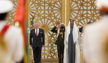 Abu Dhabi Crown Prince Sheikh Mohammed bin Zayed receives Jordan’s King Abdullah II in the UAE capital. (WAM)
