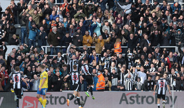 Newcastle United's Fabian Schar celebrates scoring their second goal against Brighton & Hove Albion. (Action Images via Reuters)