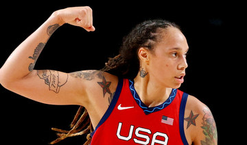 Brittney Griner of the United States gestures during a game against Australia at Saitama Super Arena in their Tokyo 2020 Olympic women's basketball quarterfinal game in Saitama, Japan August 4, 2021. (REUTERS)