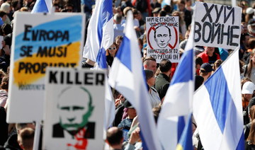 Thousands of Russians in Prague protest against war in Ukraine