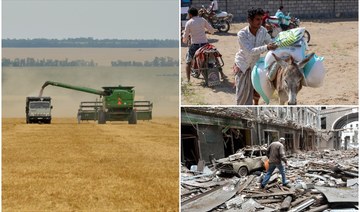 The Russia-Ukraine conflict is threatening to cause a global food crisis that could drive up hunger and undernourishment levels in the Middle East, Central Asia and beyond. (AFP)