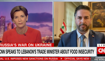Lebanese Minister of Economy and Trade Amin Salam spoke to CNN’s Becky Anderson about food insecurity. (Screenshot/CNN)