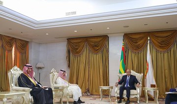 Mauritanian President Mohamed Ould Ghazouani receives Saudi Arabia’s Foreign Minister Prince Faisal bin Farhan. (SPA)
